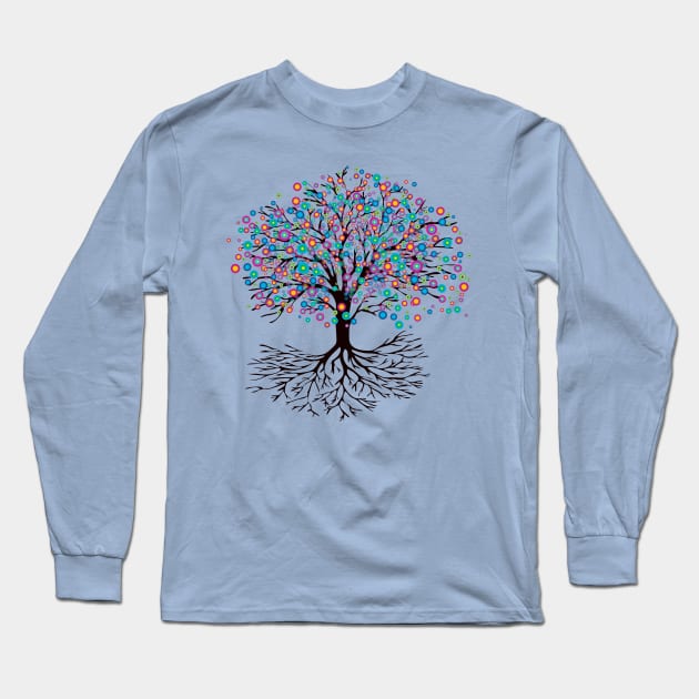 Tree of life rainbow flowers Long Sleeve T-Shirt by Bwiselizzy